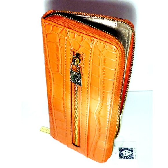 ANNE KLEIN - Trendy Orange Zip Around Wallet - ALLIGATOR ALLEY SLGS - Picture 4 of 7